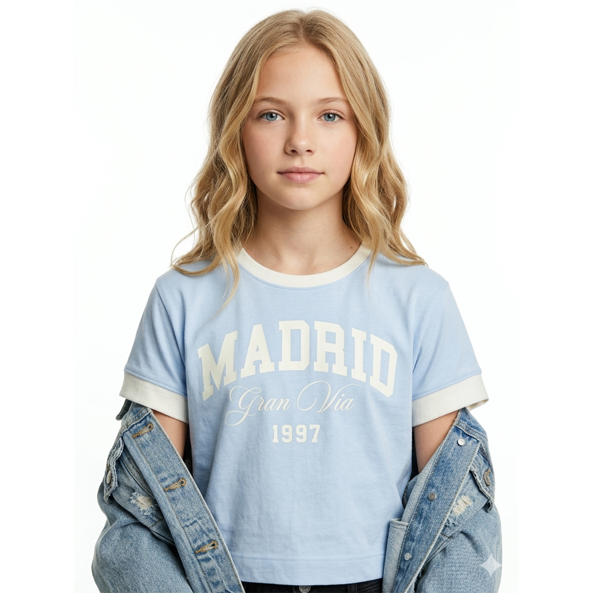 Camiseta para niñas “madrid” – azul claro