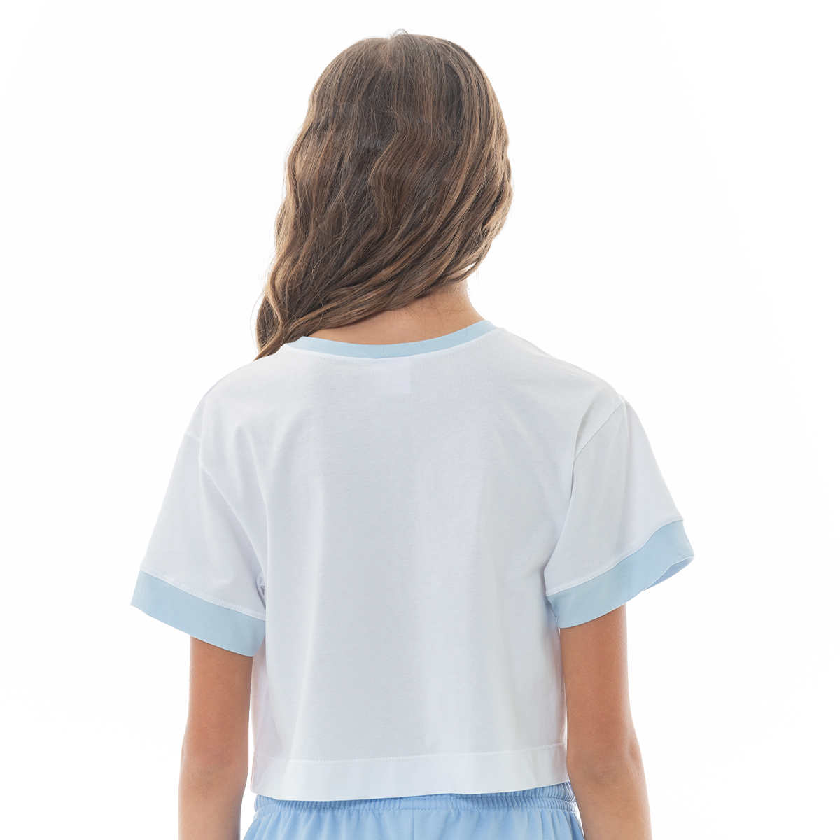 Camiseta crop para niñas en algodón “malibu beach” estampado
