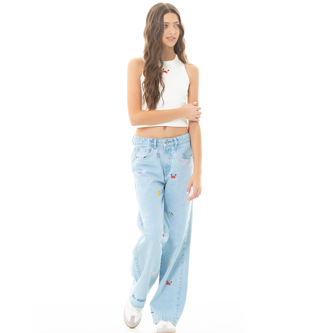 CROP TOP PARA NIÑAS CON DISEÑO BORDADO