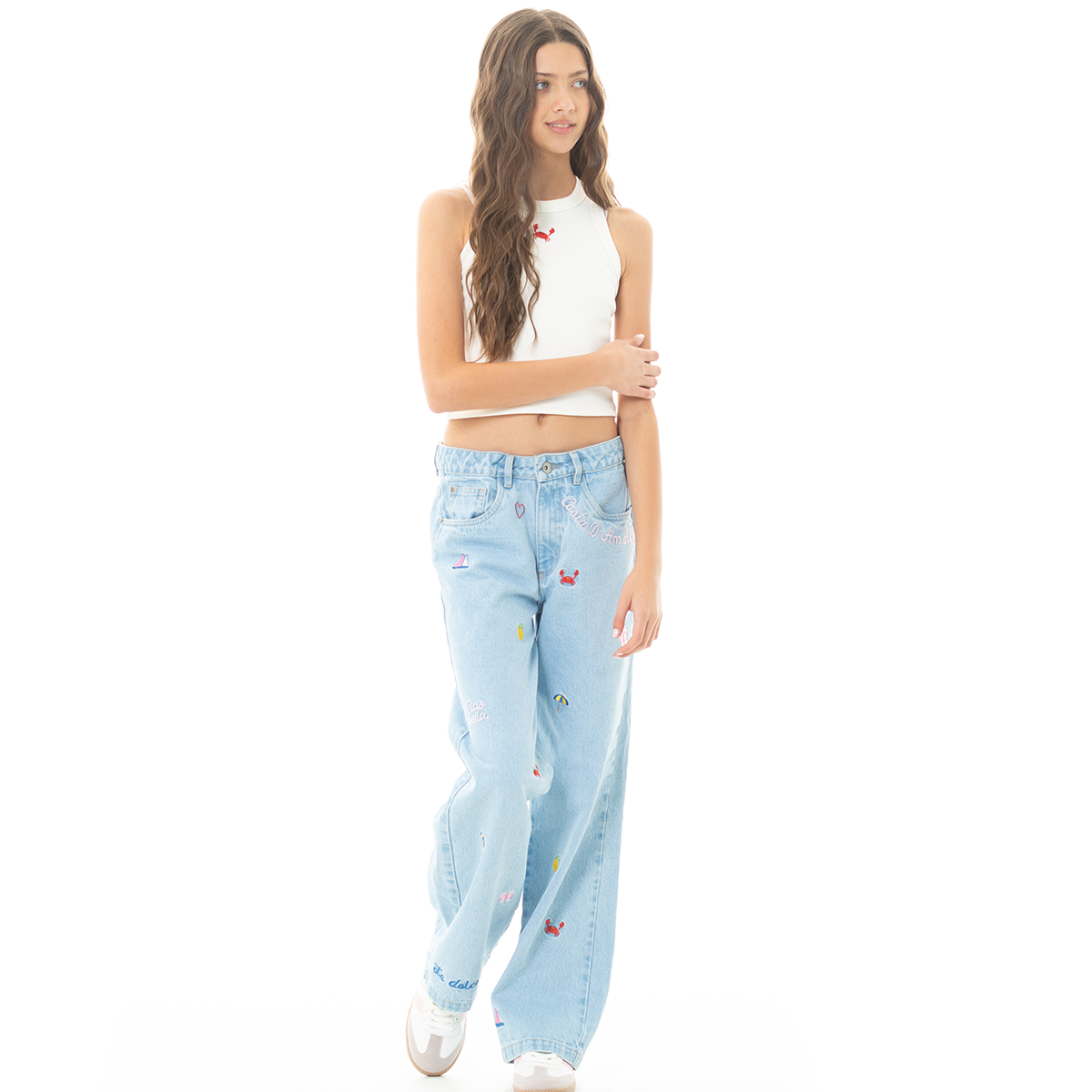 CROP TOP PARA NIÑAS CON DISEÑO BORDADO