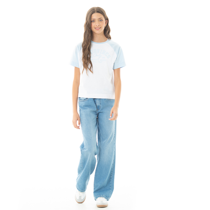 CAMISETA PARA NIÑAS CON DISEÑO ESTAMPADO - GOOD VIBES