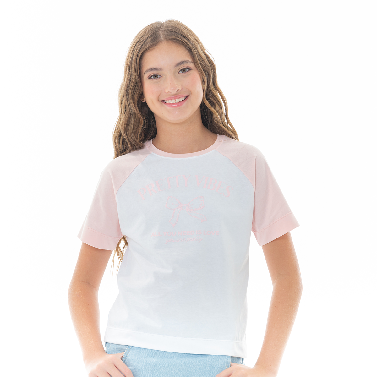 CAMISETA PARA NIÑAS CON DISEÑO ESTAMPADO - PRETTY VIBES