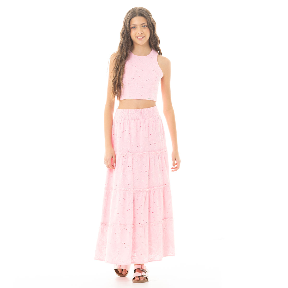 CROP TOP PARA NIÑAS EN DISEÑO DE OJALILLO