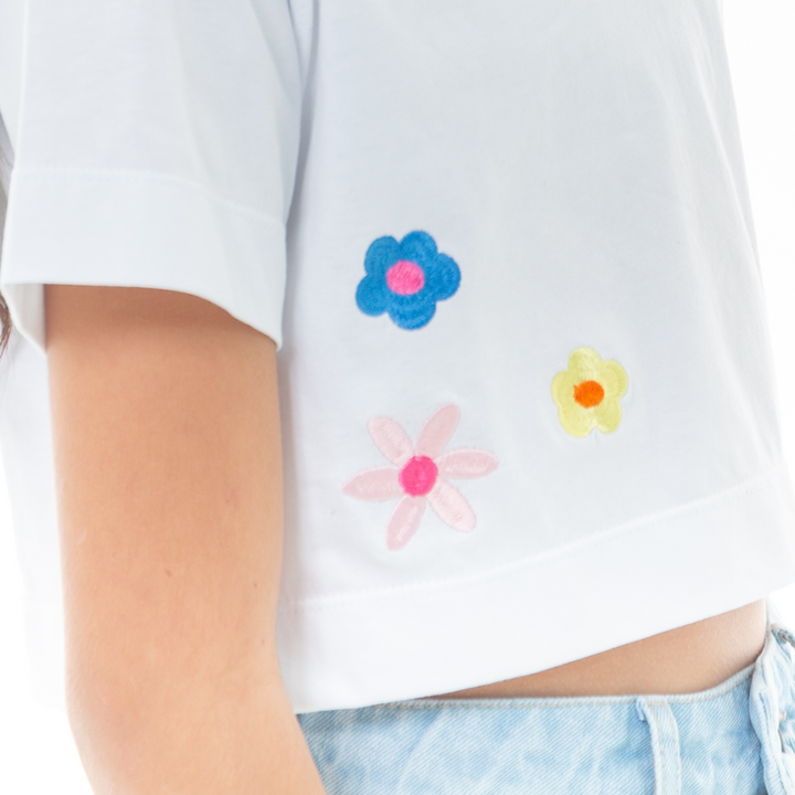 CAMISETA CROP “LITTLE SUNSHINE” EN ALGODÓN PARA NIÑAS