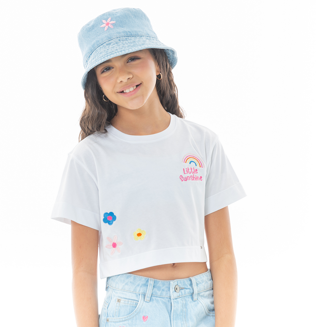 CAMISETA CROP “LITTLE SUNSHINE” EN ALGODÓN PARA NIÑAS