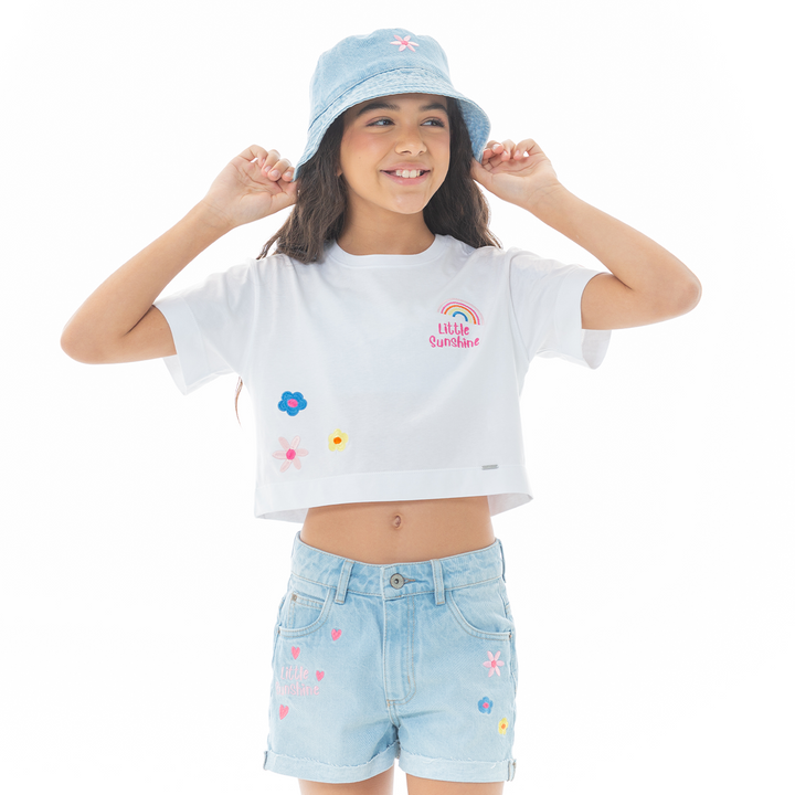 CAMISETA CROP “LITTLE SUNSHINE” EN ALGODÓN PARA NIÑAS