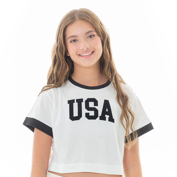 CAMISETA PARA NIÑAS CON DISEÑO ESTAMPADO - USA