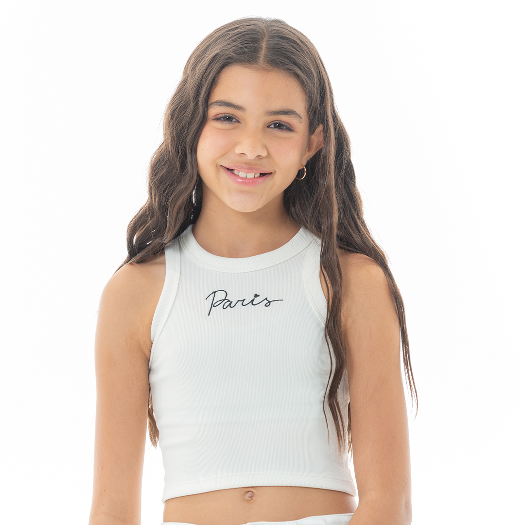 CROP TOP PARA NIÑAS CON BORDADO DE PARIS
