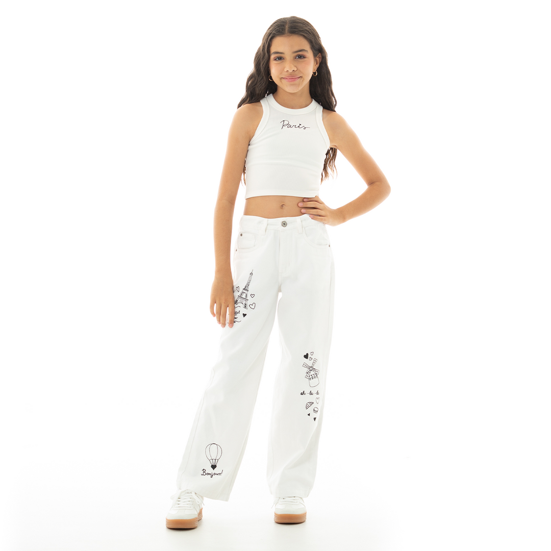 CROP TOP PARA NIÑAS CON BORDADO DE PARIS