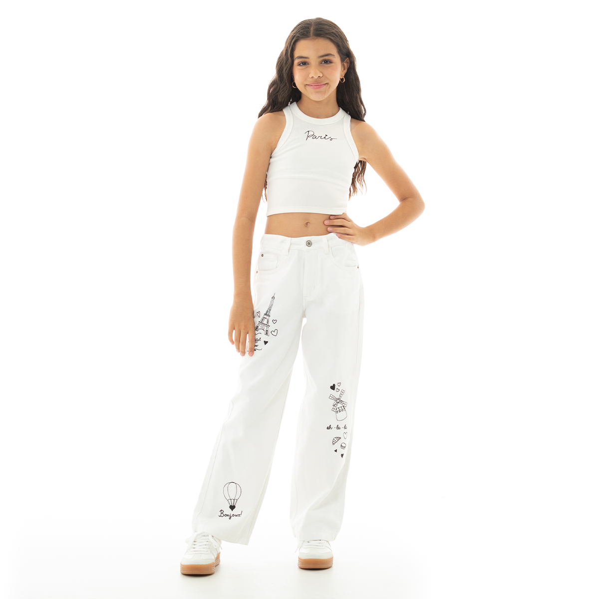 CROP TOP PARA NIÑAS CON BORDADO DE PARIS