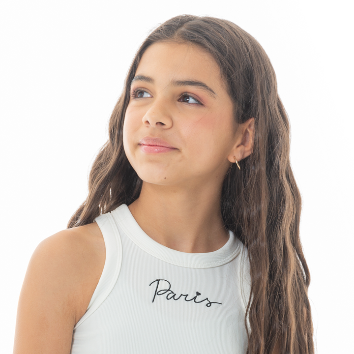 CROP TOP PARA NIÑAS CON BORDADO DE PARIS