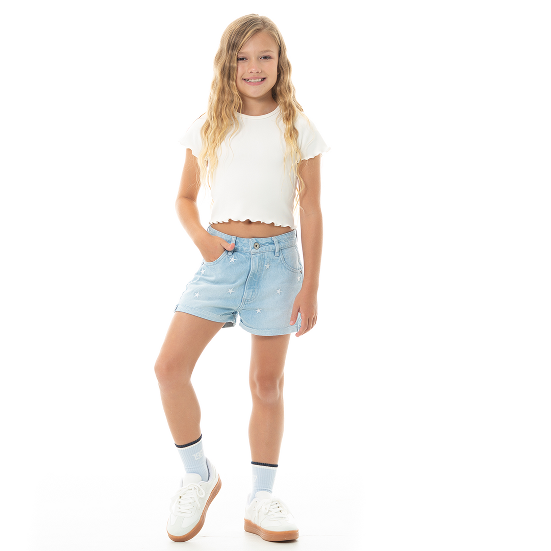 CAMISETA PARA NIÑAS MANGA CORTA EN RIB