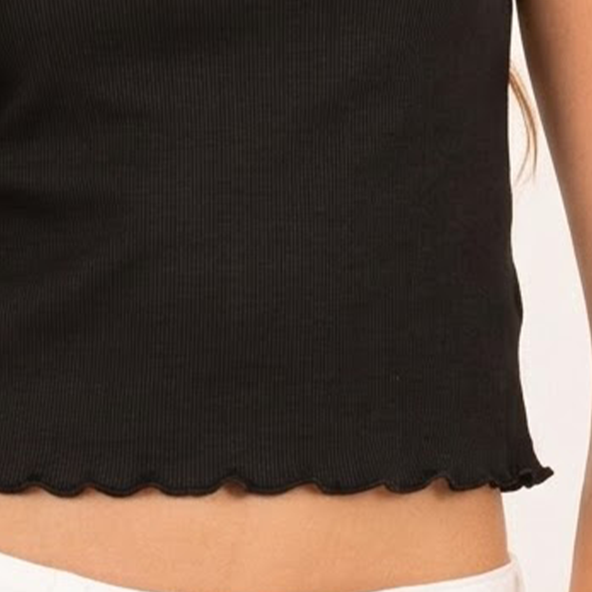 Camiseta para niñas en rib manga corta - Negra