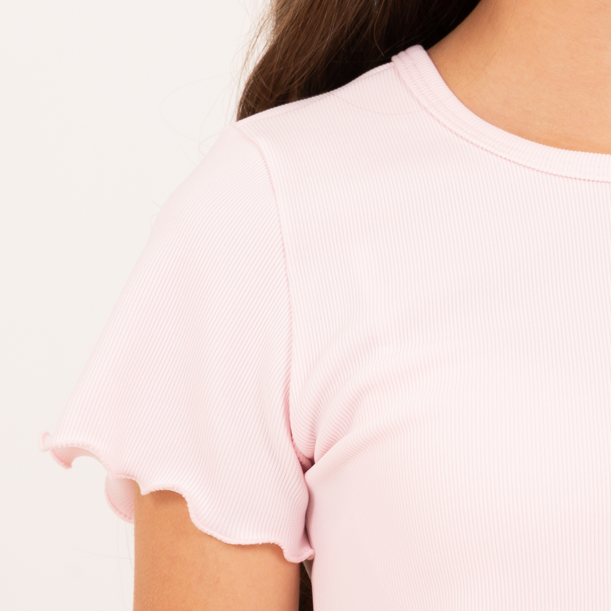 Camiseta para niñas en rib – Rosado claro