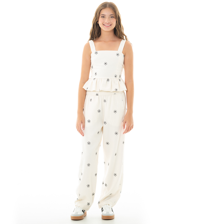 CROP TOP PARA NIÑAS CON DISEÑO DE FLORES BORDADAS