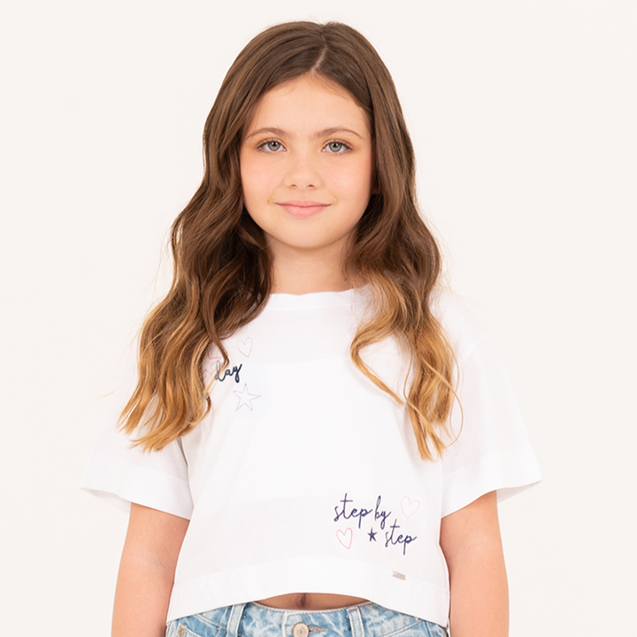 CAMISETA BORDADA PARA NIÑAS – OFF WHITE