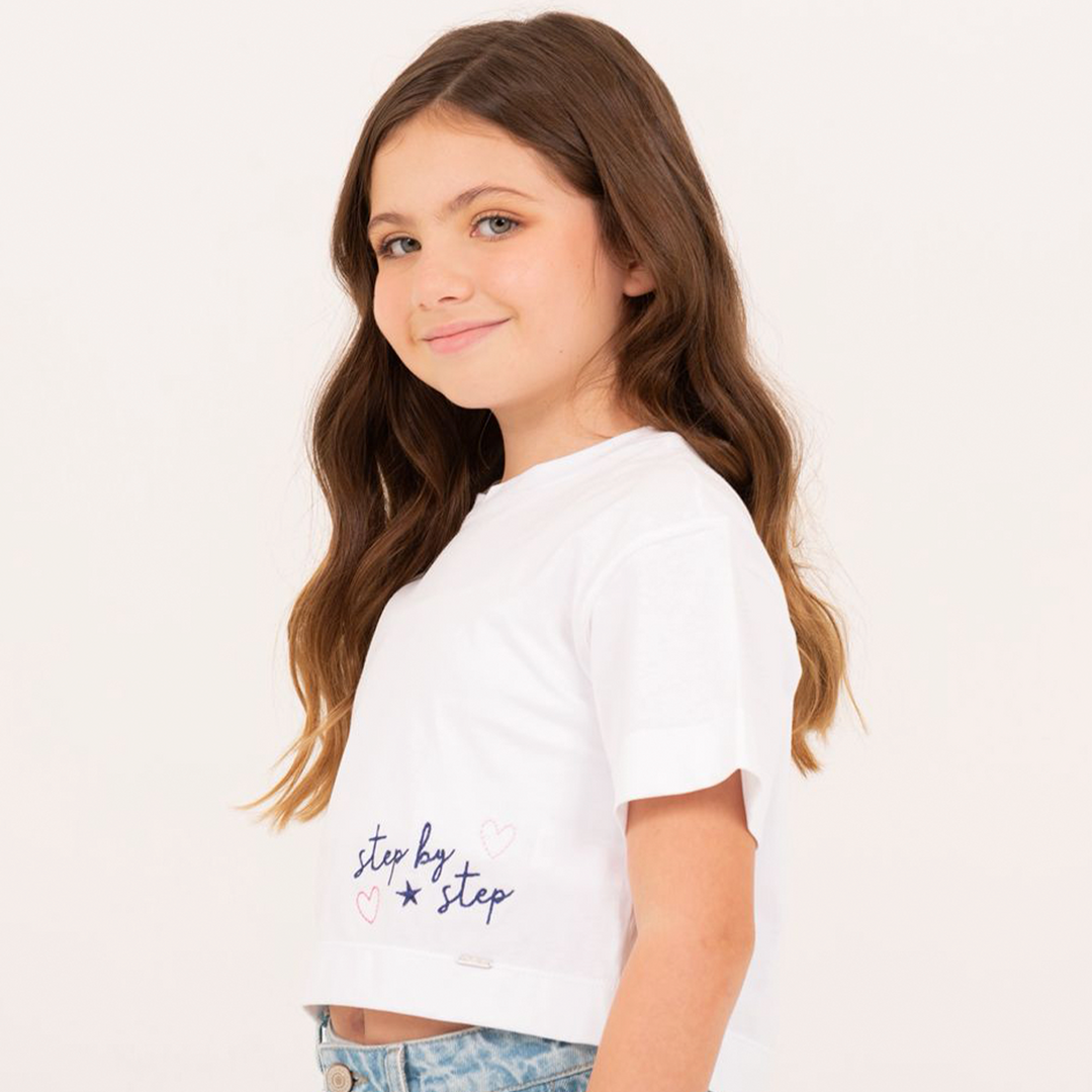 CAMISETA BORDADA PARA NIÑAS – OFF WHITE