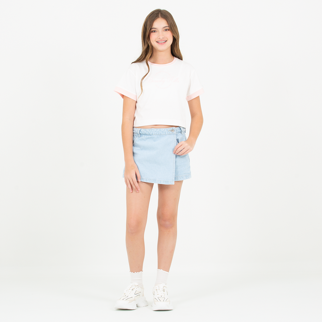 CAMISETA CROP EN ALGODÓN “BEVERLY HILLS” PARA NIÑAS