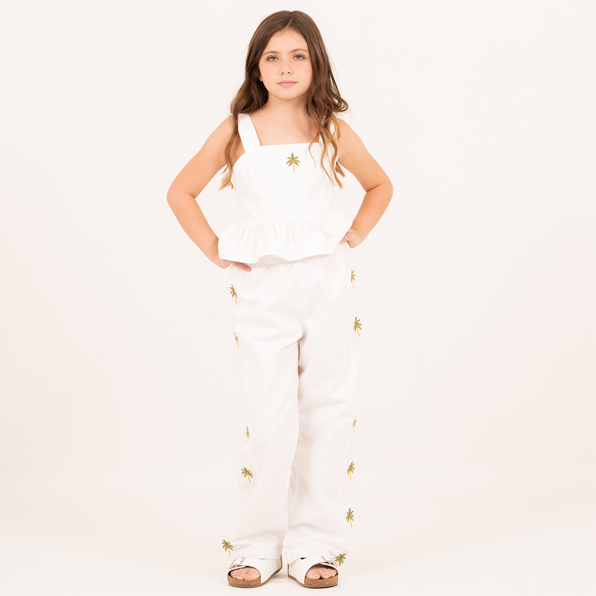 Crop top para niñas palm stories  – Off white