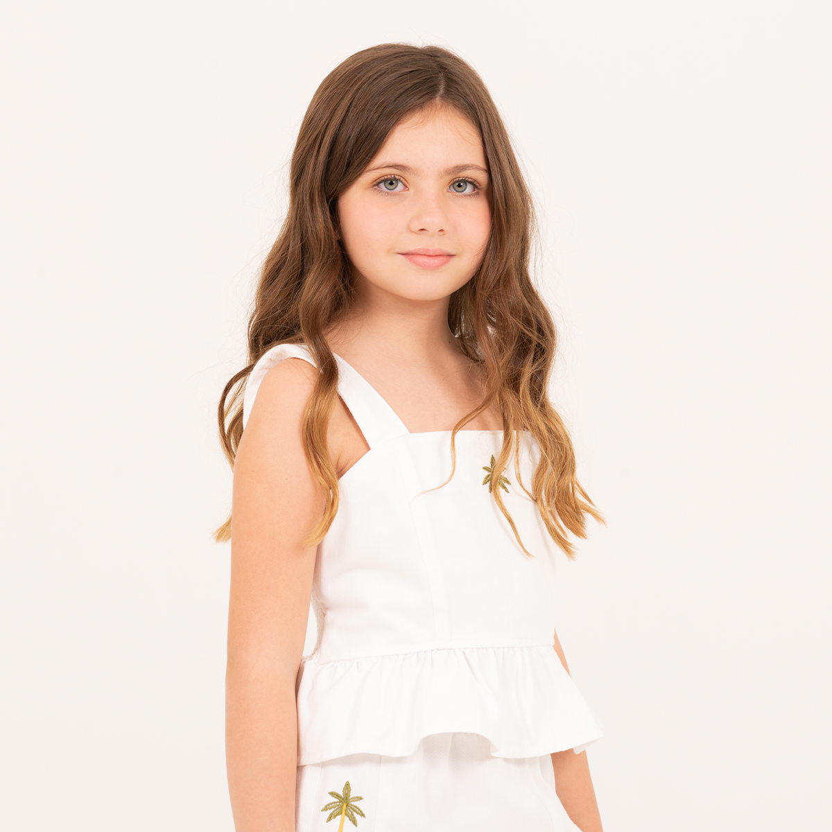 Crop top para niñas palm stories  – Off white