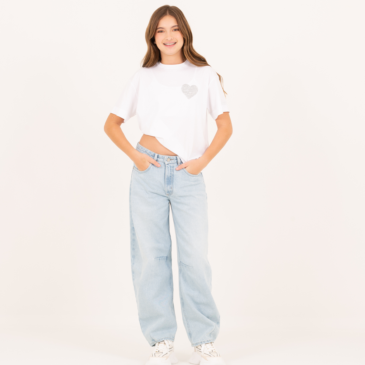Camiseta para niñas con diseño de corazón el glitter