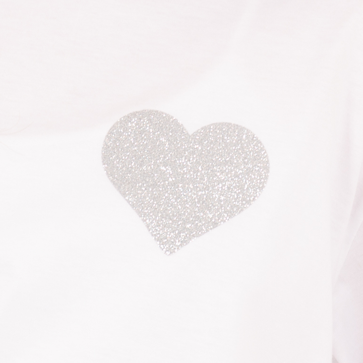 CAMISETA BLANCA PARA NIÑA CON CORAZÓN EN GLITTER
