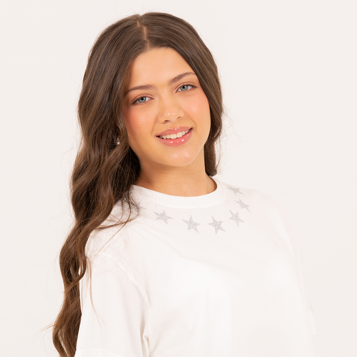 CAMISETA PARA NIÑAS CON ESTRELLAS EN GLITTER