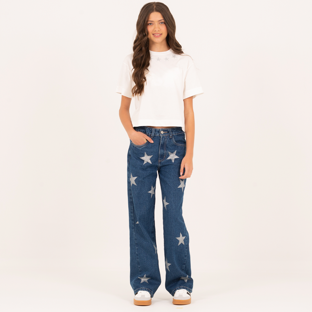 CAMISETA PARA NIÑAS CON ESTRELLAS EN GLITTER