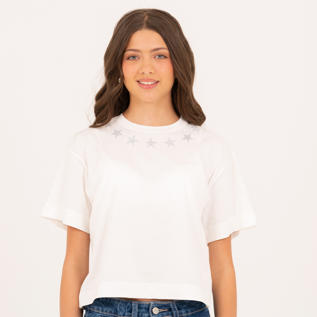 CAMISETA PARA NIÑAS CON ESTRELLAS EN GLITTER