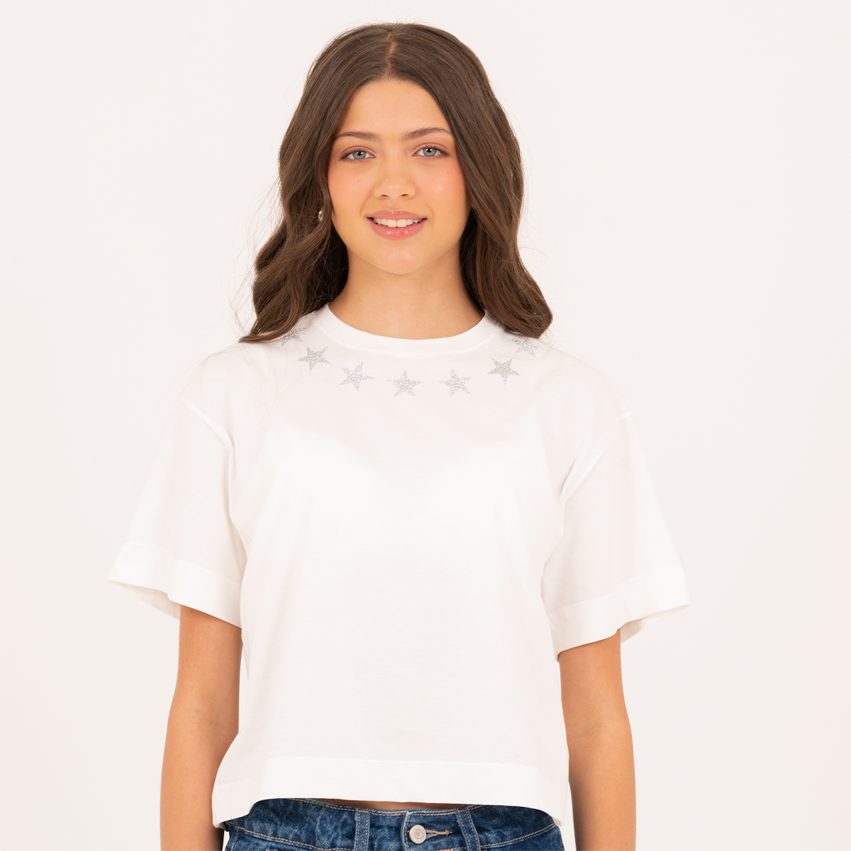 Camiseta para niñas con diseño de estrellas en glitter