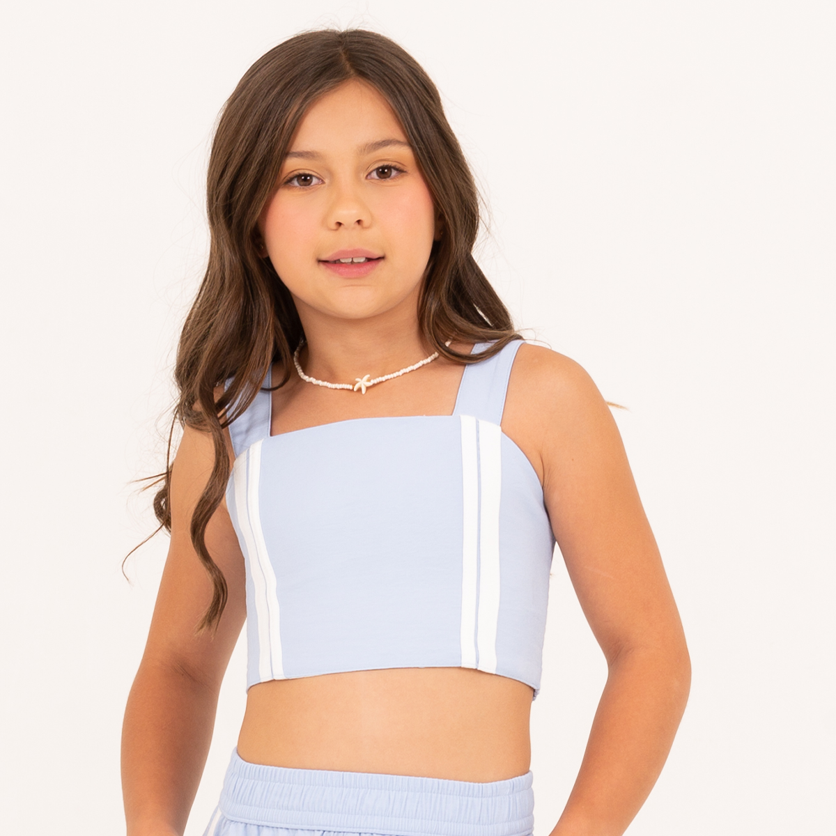 Crop top para niñas corto – azul claro