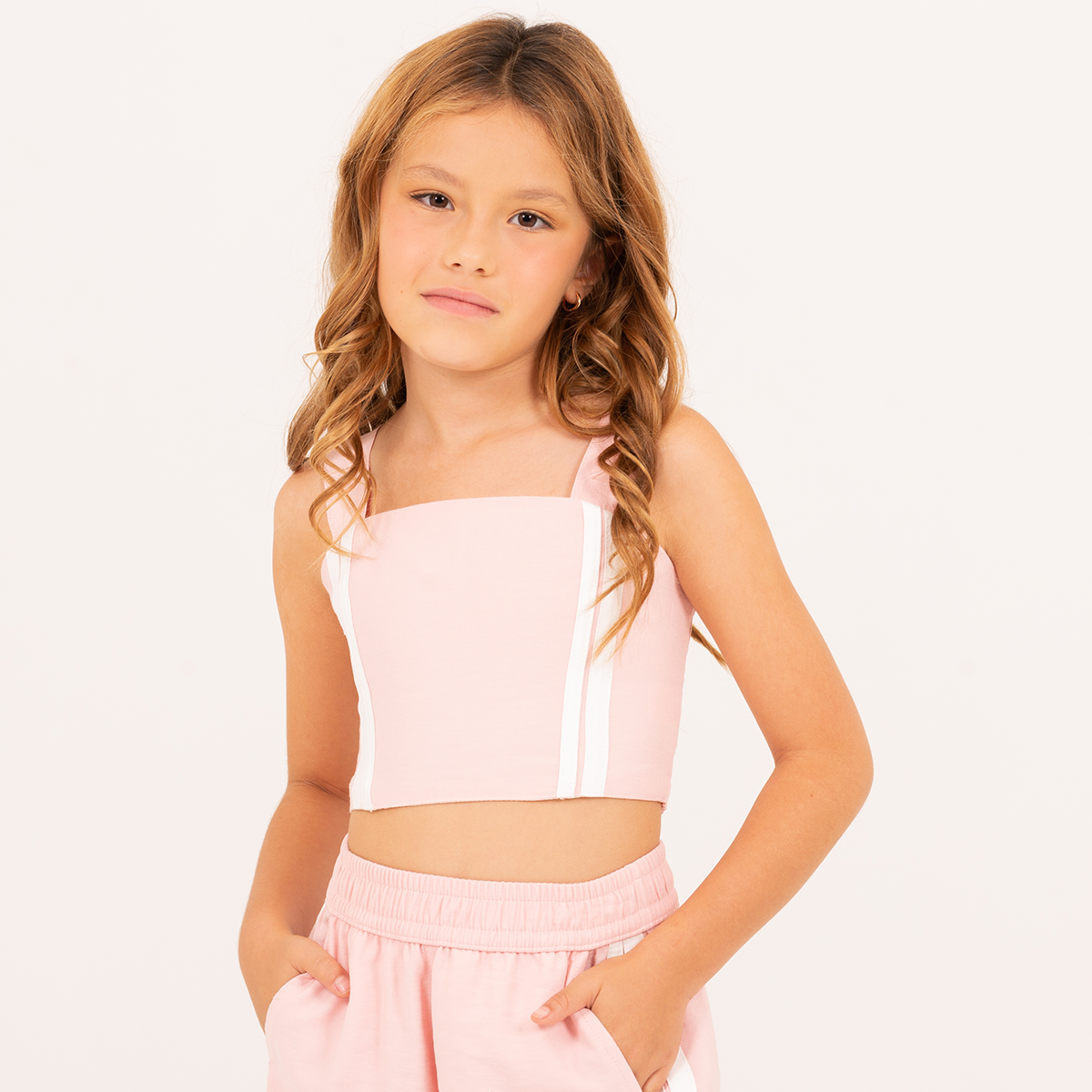 Crop top para niñas corto – rosado claro