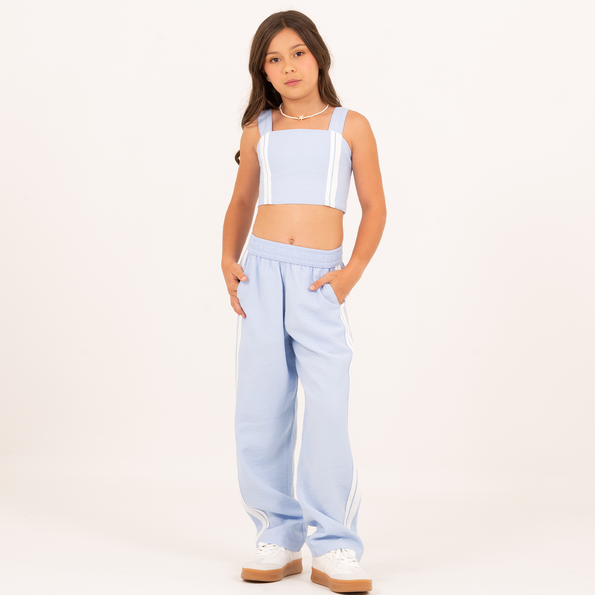 Crop top para niñas corto – azul claro