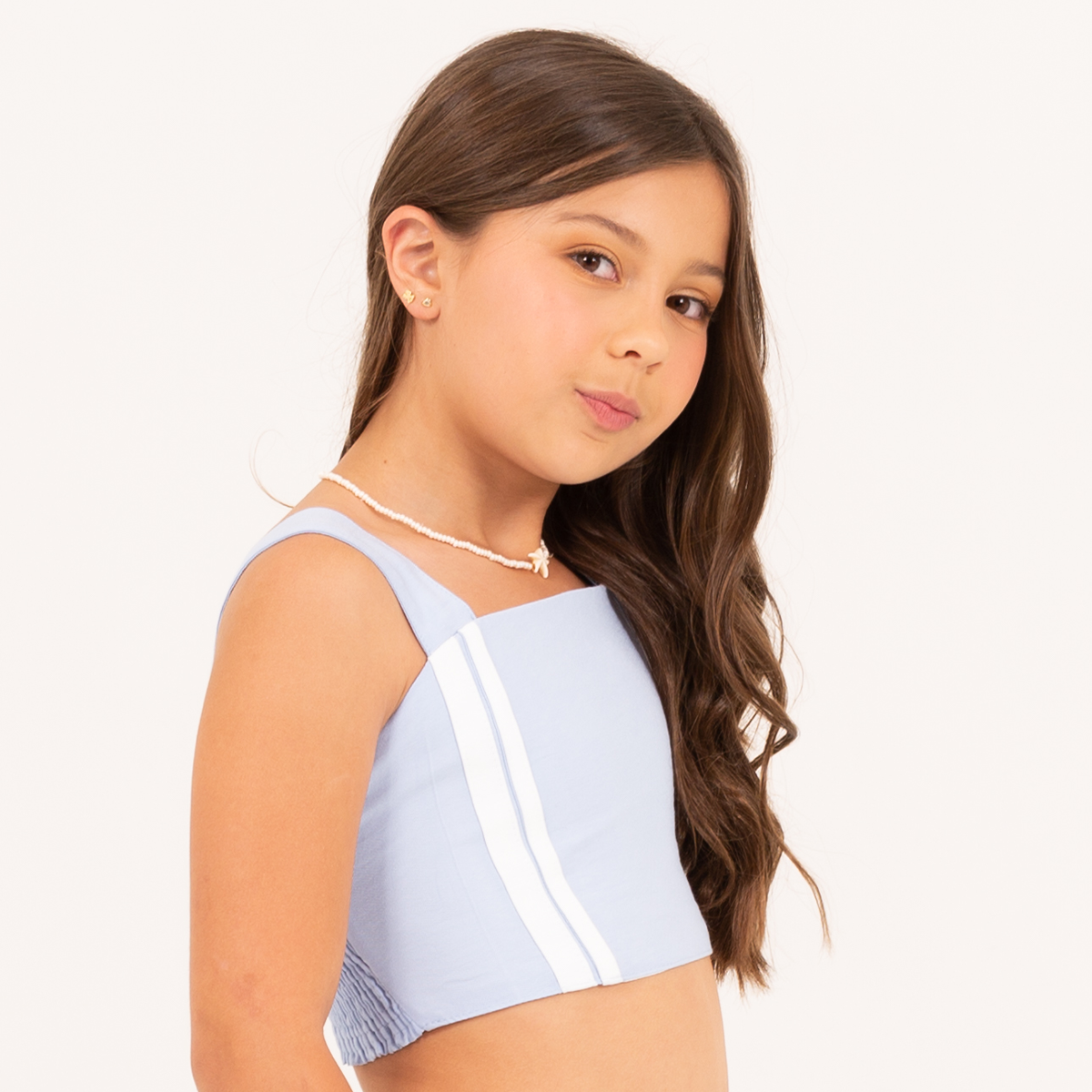 Crop top para niñas corto – azul claro