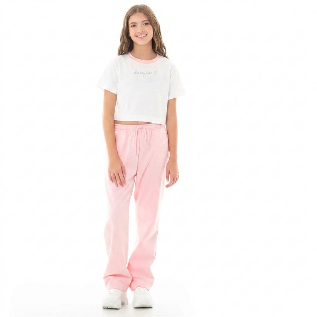 CAMISETA PARA NIÑA CON PIEDRAS BRILLANTES “CHERRY BOMB”