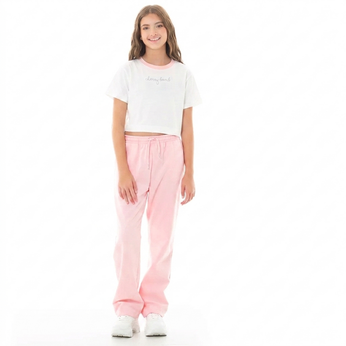 Camiseta para niñas con diseño de apliques “cherry bomb” Blanco