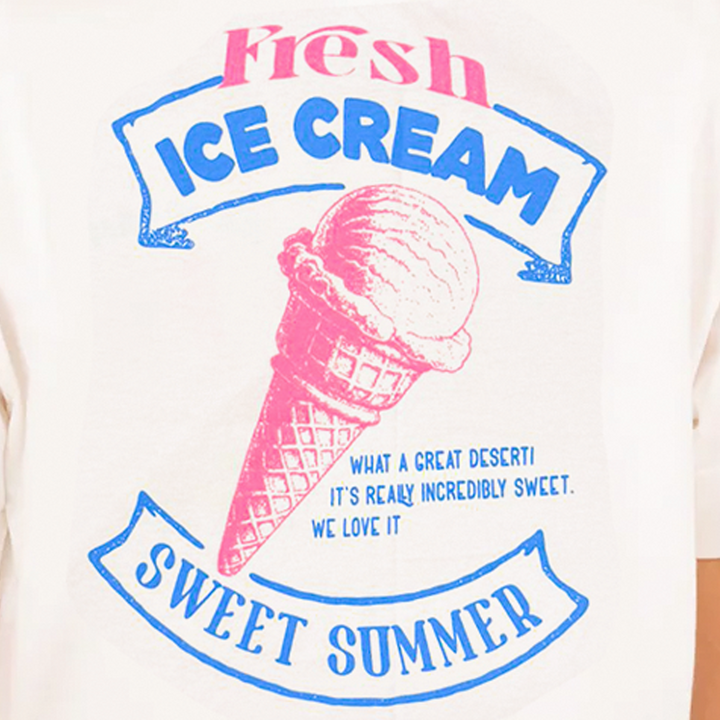 CAMISETA BLANCA PARA NIÑAS CON ESTAMPADO "Fresh Ice Cream"