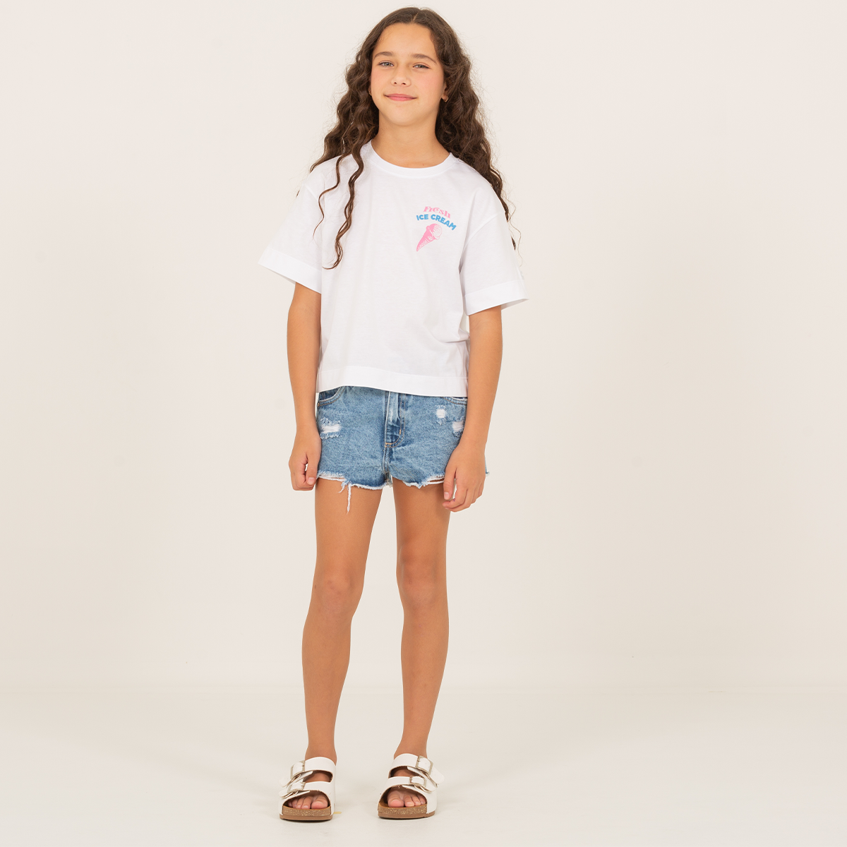 Camiseta para niñas con diseño estampado "fresh ice cream"