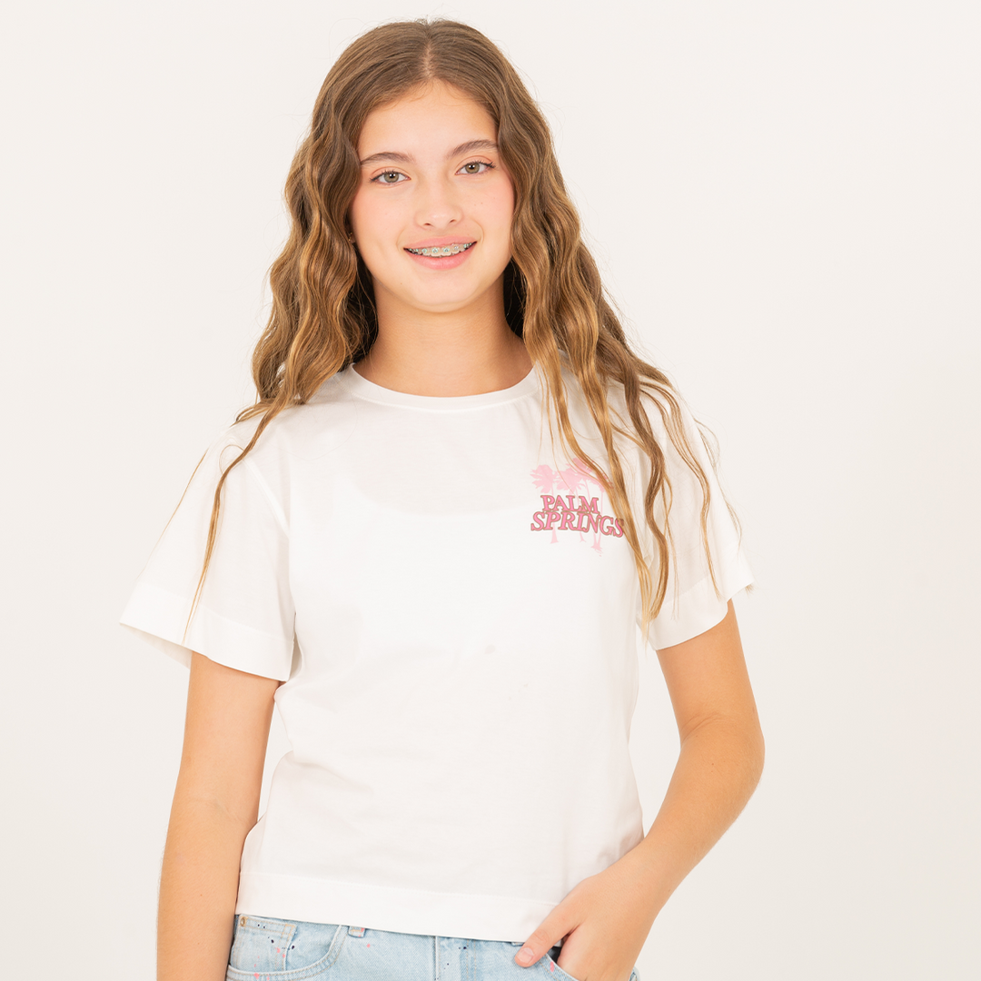 CAMISETA PARA NIÑAS CON DISEÑO ESTAMPADO PALM SPRINGS