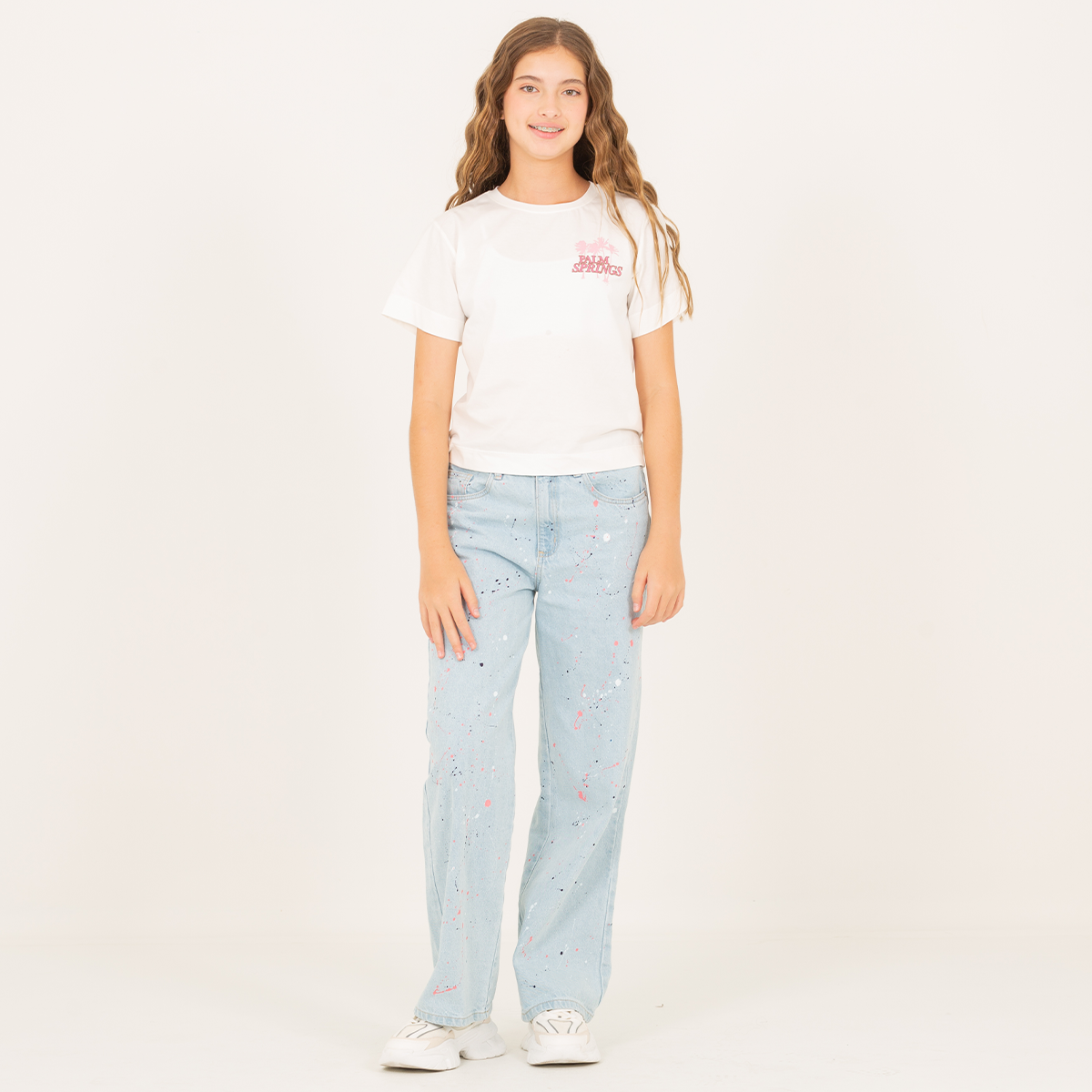 Camiseta para niñas con diseño estampado palm springs