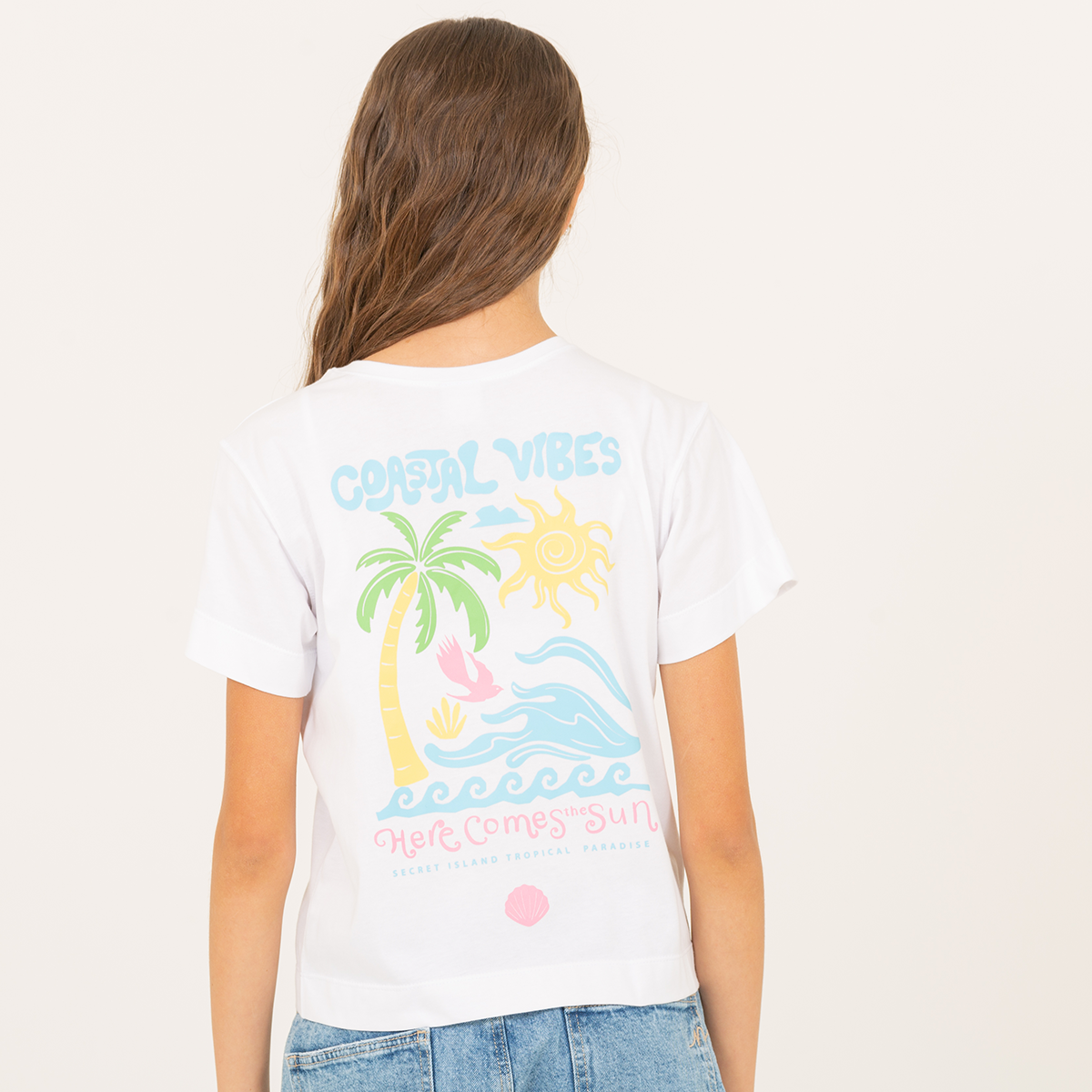 Camiseta para niñas con diseño estampado tropical