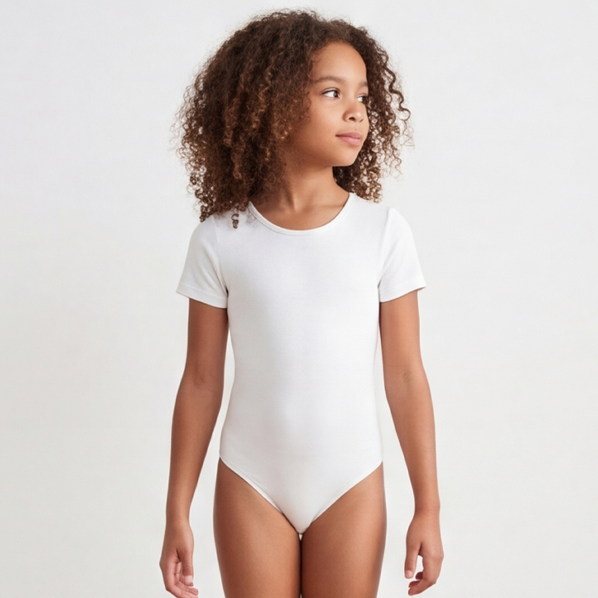 Body para niñas de manga corta - Beige