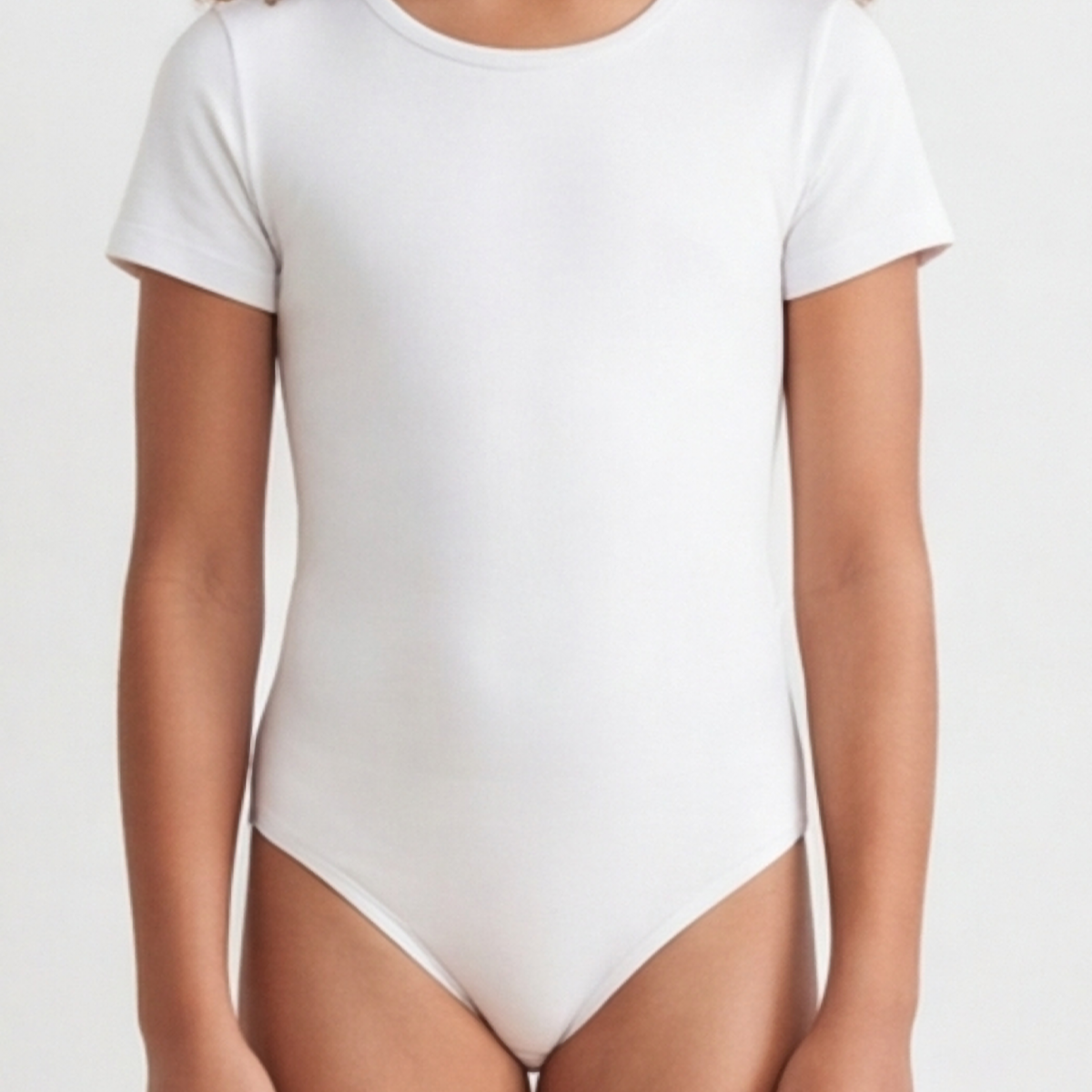 Body para niñas de manga corta - Beige