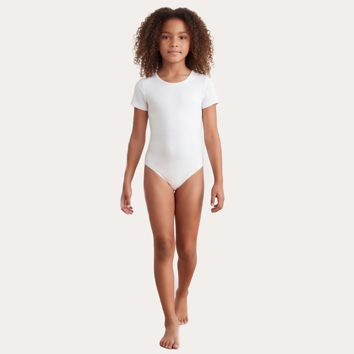 Body para niñas de manga corta - Beige