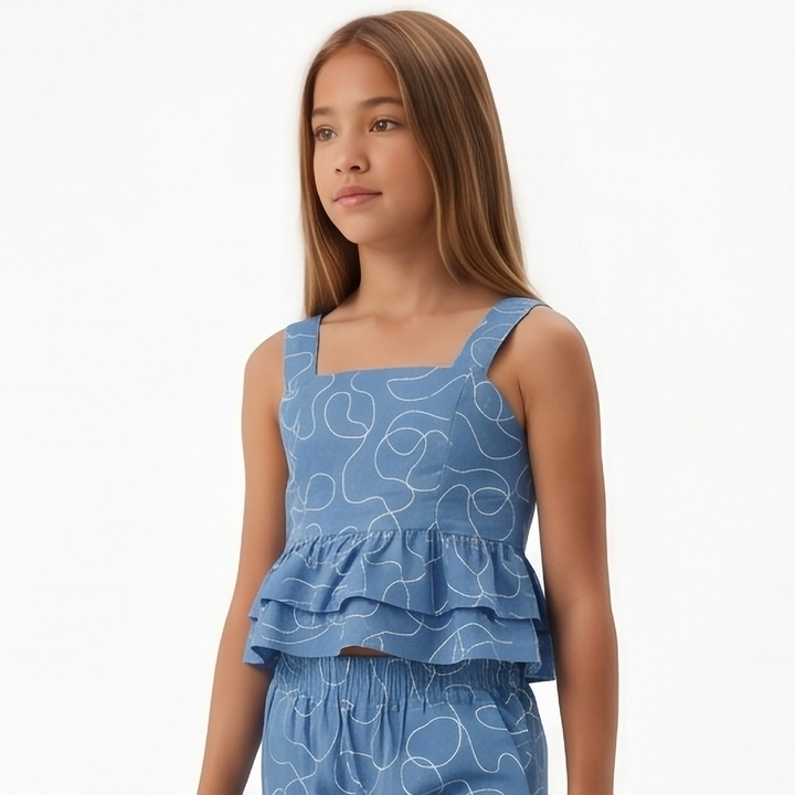 TOP TEXTURIZADO PARA NIÑA – AZUL