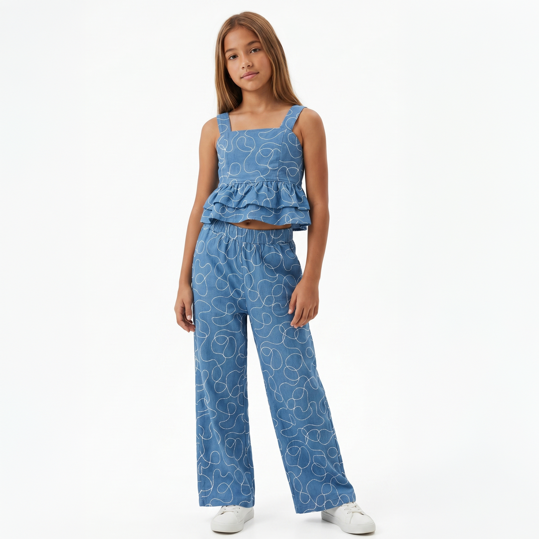 TOP TEXTURIZADO PARA NIÑA – AZUL