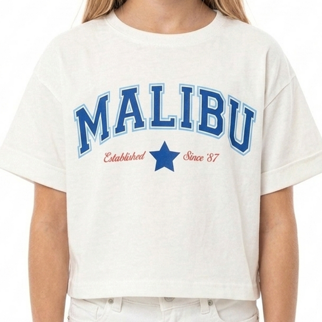 CAMISETA PARA NIÑA ESTAMPADA MALIBU
