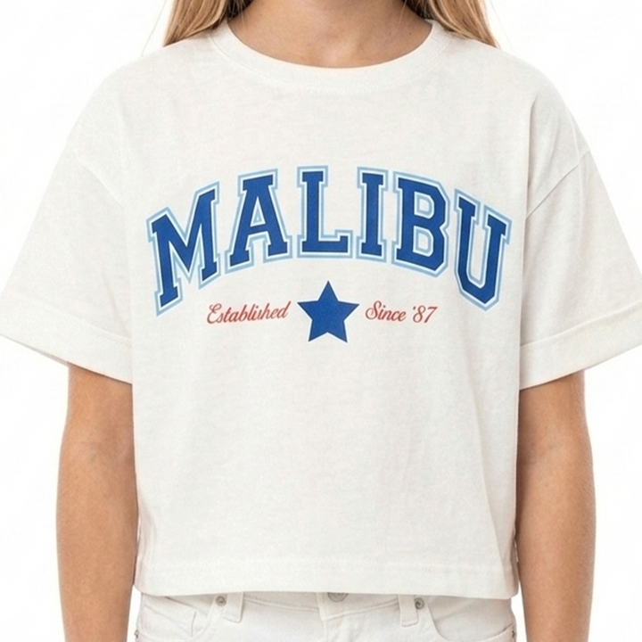 CAMISETA PARA NIÑA ESTAMPADA MALIBU