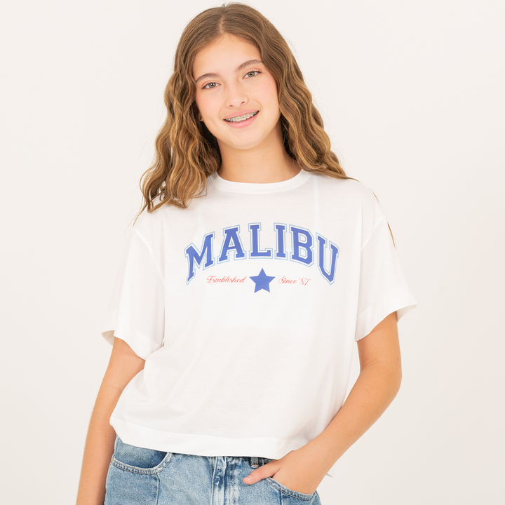 CAMISETA PARA NIÑAS ESTAMPADA MALIBU
