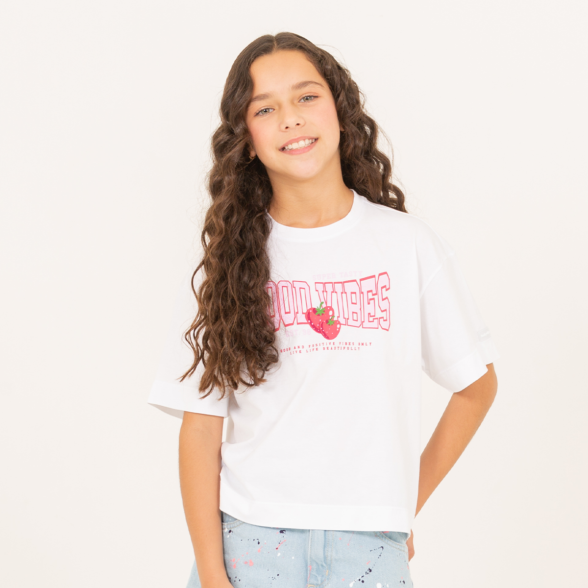 Camiseta para niñas con diseño estampado - Good vibes